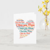 Ik hou van je mama Heart Word Art Moederdag Kaart (Gele Bloem)