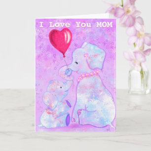 Ik hou van je mama Kaart Elephant mama en Baby