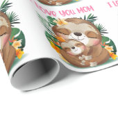 Ik hou van je mama... mama en Baby Sloth Cadeaupapier (Rol Hoek)
