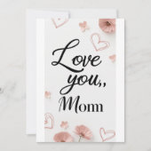 Ik hou van je, mama, moederdag cadeaubon kaart (Voorkant)