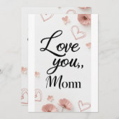 Ik hou van je, mama, moederdag cadeaubon kaart (Voorkant / Achterkant)