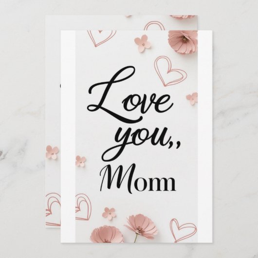 Ik hou van je, mama, moederdag cadeaubon kaart (Voorkant / Achterkant)