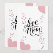Ik hou van je, mama, moederdag cadeaubon kaart (Voorkant / Achterkant)