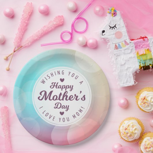 Ik hou van je mama Moederdag | Papieren Bord (Feest)