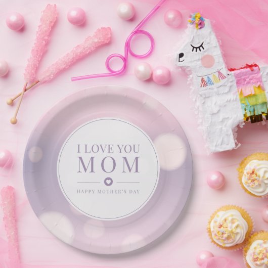 Ik hou van je mama Moederdag | Papieren Bord (Feest)
