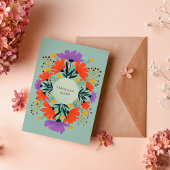 Ik hou van je, mama paarse en oranje bloemen kaart