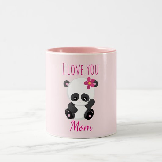 Ik hou van je mama  Panda Pink Tweekleurige Koffiemok (Center)