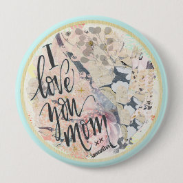 Ik hou van je mama  Waterverf groen elke naam Ronde Button 4,0 Cm