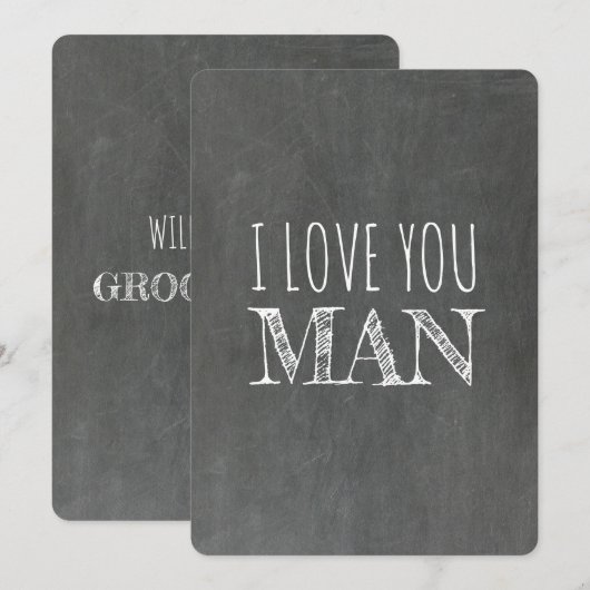 Ik hou van je MAN Funny Groomsman. Kaart (Voorkant / Achterkant)