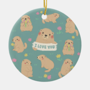 Ik hou van je, Marmots illustratie Keramisch Ornament