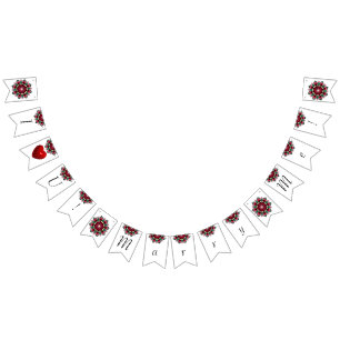 Ik hou van je! Marry me! Mandala in diepe roze Vlaggetjes