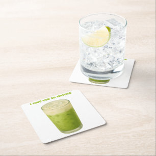 IK HOU VAN JE, MATCHA, GROENE THEE LIEFDE KARTONNEN ONDERZETTERS
