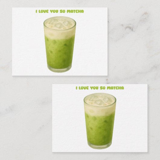 IK HOU VAN JE, MATCHA, GROENE THEE LIEFDE NOTITIEKAARTJE (Voorkant / Achterkant)