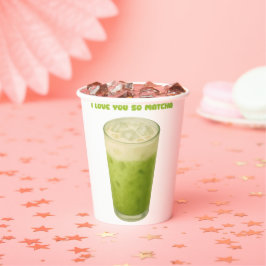 IK HOU VAN JE, MATCHA, GROENE THEE LIEFDE PAPIEREN BEKERS