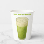 IK HOU VAN JE, MATCHA, GROENE THEE LIEFDE PAPIEREN BEKERS (Achterkant)