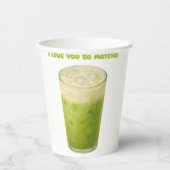 IK HOU VAN JE, MATCHA, GROENE THEE LIEFDE PAPIEREN BEKERS (Voorkant)
