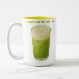 IK HOU VAN JE, MATCHA, GROENE THEE LIEFDE TWEEKLEURIGE KOFFIEMOK