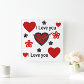 Ik hou van je...meer dan wat dan ook . vierkante klok (Huis)