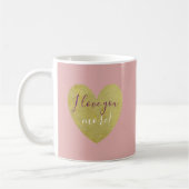 Ik hou van je meer gouden hart in roze Mok (Links)