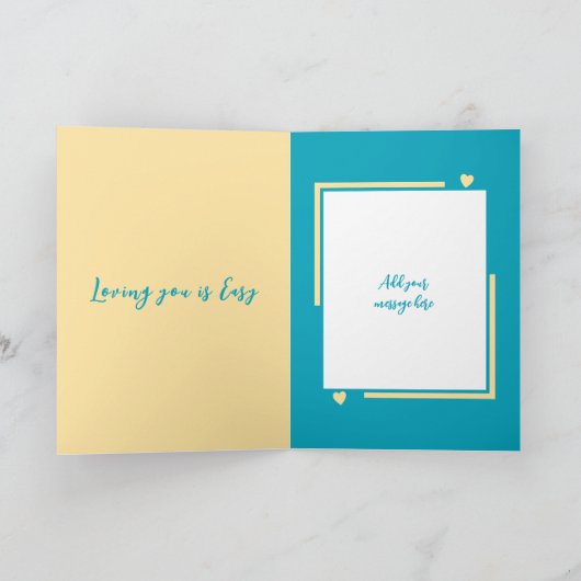 Ik hou van je meer uilen turquoise gele Valentijn Kaart (Binnen)