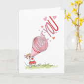 "Ik hou van je!" Megaphone Muis kaart (Gele Bloem)