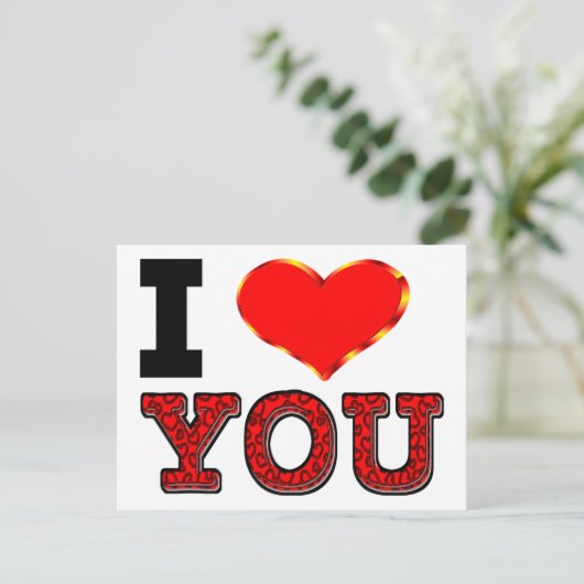 Ik hou van je met 3D-hart Briefkaart (Staand voorkant)