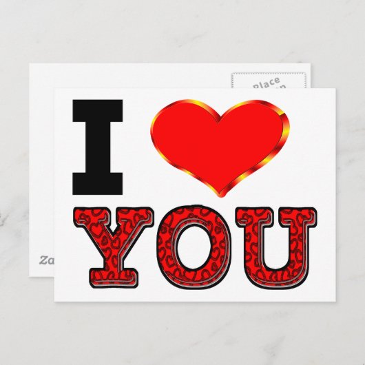 Ik hou van je met 3D-hart Briefkaart (Voorkant / Achterkant)