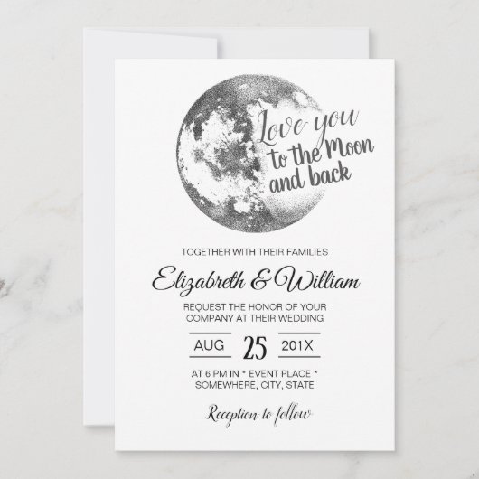 Ik hou van je met de maan en het achterste huwelij kaart (Voorkant)