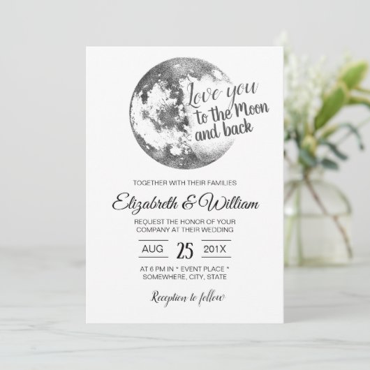 Ik hou van je met de maan en het achterste huwelij kaart (Staand voorkant)