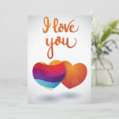 Ik hou van je met een paar harten kaart (Staand voorkant)