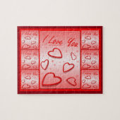 Ik hou van je met hartroze achtergrond legpuzzel (Horizontaal)