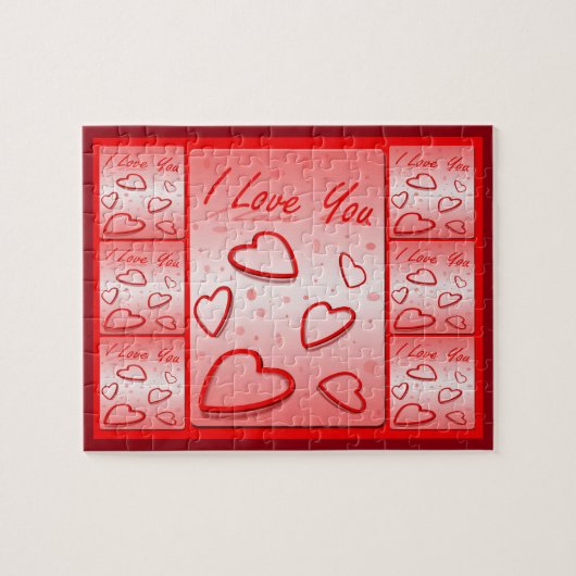 Ik hou van je met hartroze achtergrond legpuzzel (Horizontaal)