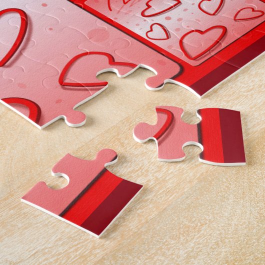 Ik hou van je met hartroze achtergrond legpuzzel (Zijkant)