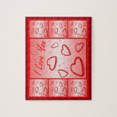 Ik hou van je met hartroze achtergrond legpuzzel (Verticaal)