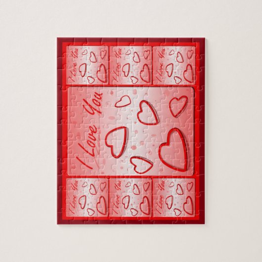 Ik hou van je met hartroze achtergrond legpuzzel (Verticaal)