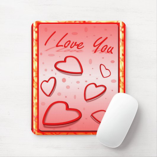 Ik hou van je met hartroze achtergrond muismat (Met muis)