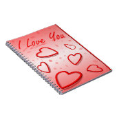 Ik hou van je met hartroze achtergrond notitieboek (Rechterzijde)
