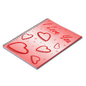 Ik hou van je met hartroze achtergrond notitieboek (Linkerzijde)