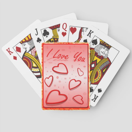 Ik hou van je met hartroze achtergrond speelkaarten (Achterkant)