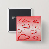 Ik hou van je met hartroze achtergrond vierkante button 5,1 cm (Voorkant /achterkant)