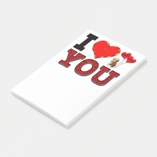 Ik hou van je met hugs en kussen post-it® notes (Schuin)