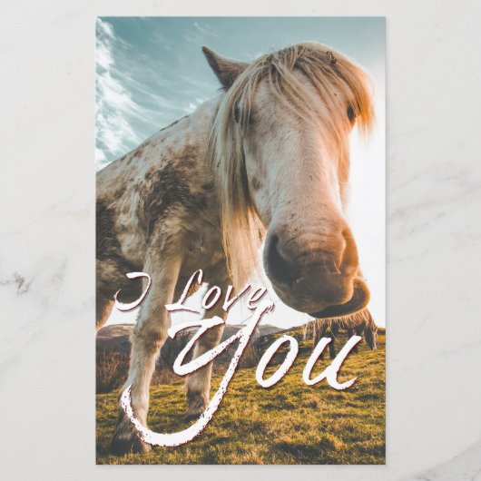 Ik hou van je met kijkend paard (Voorkant)