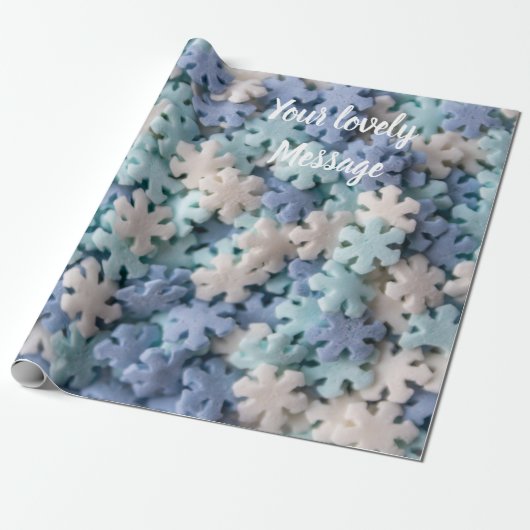 Ik hou van je met mooie sneeuwvlokken. cadeaupapier (Uitgerold)