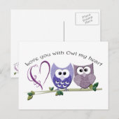 Ik hou van je met Owl mijn hart, schattige Eigenar Briefkaart (Voorkant / Achterkant)