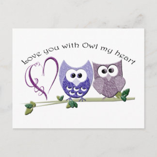 Ik hou van je met Owl mijn hart, schattige Eigenar Briefkaart