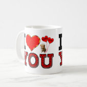 Ik hou van je met puppy's, hugs en kussens. koffiemok (Voorkant links)