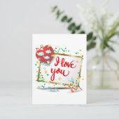 Ik hou van je met rood hart bedankkaart (Staand voorkant)