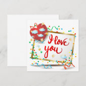 Ik hou van je met rood hart kaart (Voorkant / Achterkant)