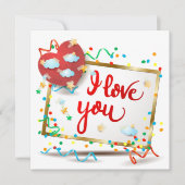 Ik hou van je met rood hart kaart (Voorkant)