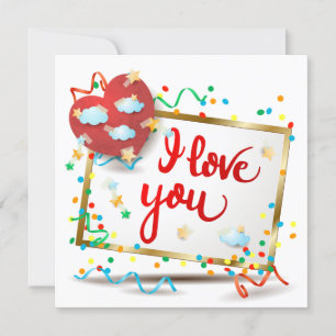Ik hou van je met rood hart kaart